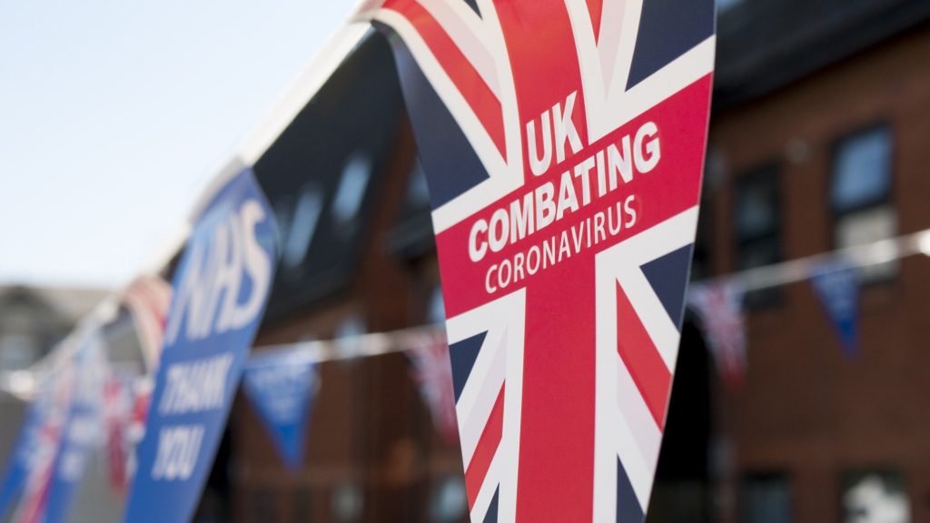 Bunting celebrating UK's efforts combating Covid-19
